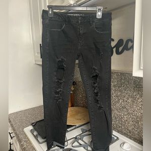 Womens american eagle ripped black skinny jeans size 10